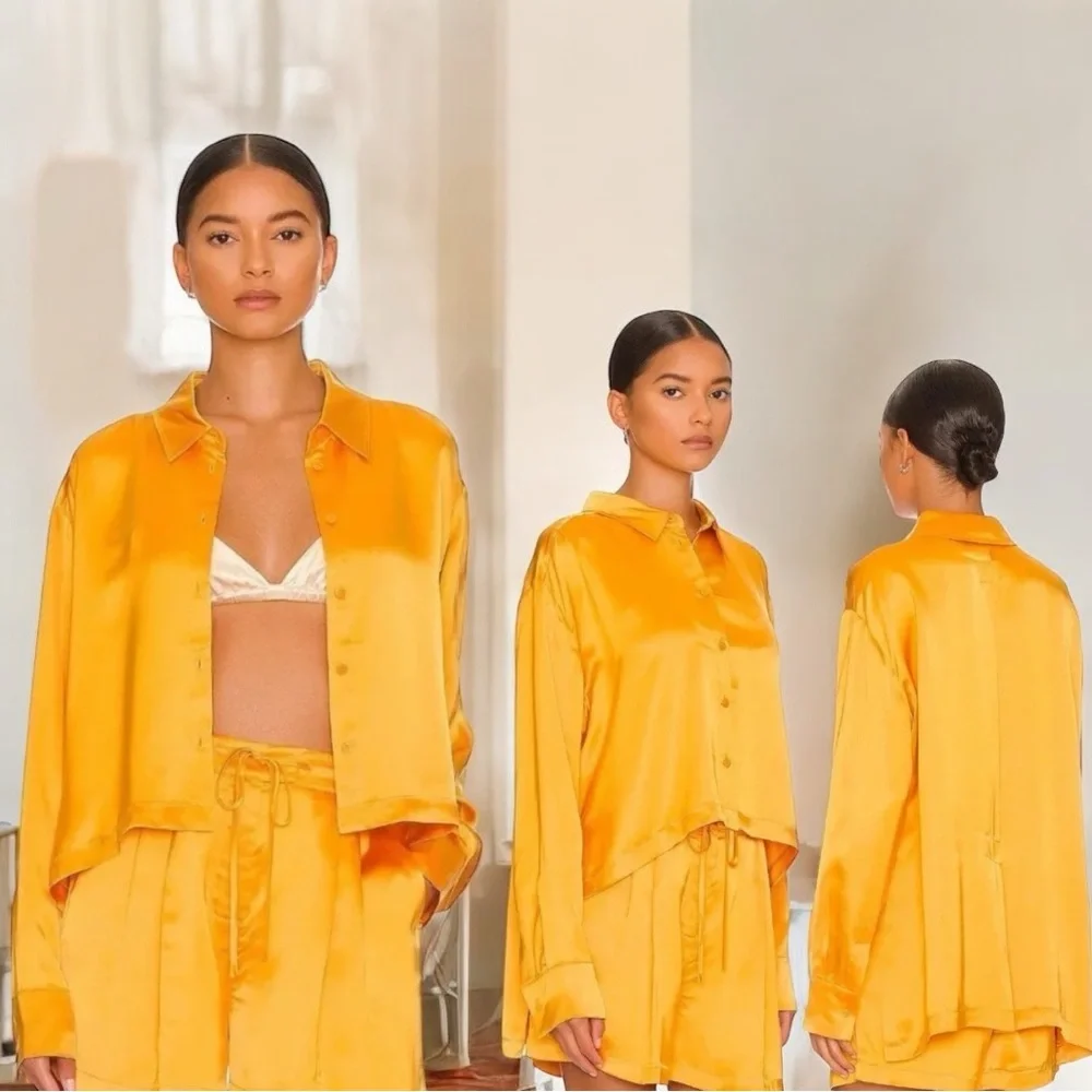 NWT Weekend Stories Celestina Shirt in Melon - Picture 2 of 10